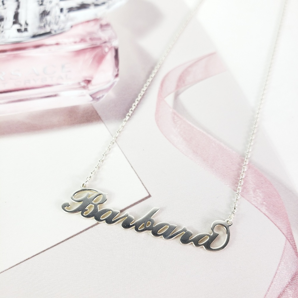 SOLD Personalized Script Name Necklace Silver - Picture 2 of 8
